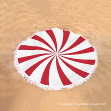 Home,Hotel,Sports,Beach,Gift Use and reactive printing round beach towel with tassels